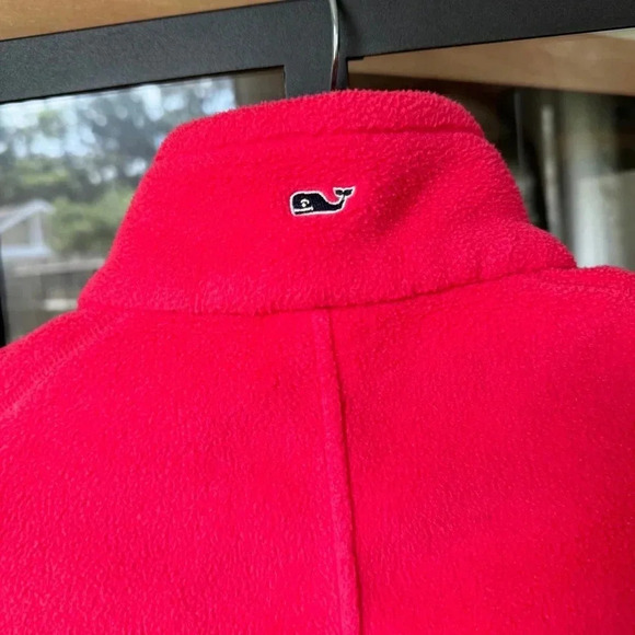 Vineyard Vines fleece vest navy coral red neon zip up pockets size medium - Picture 5 of 5